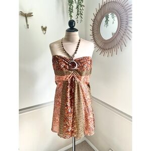 Y2K Vintage Venezia Beaded Halter Tank Plus Size